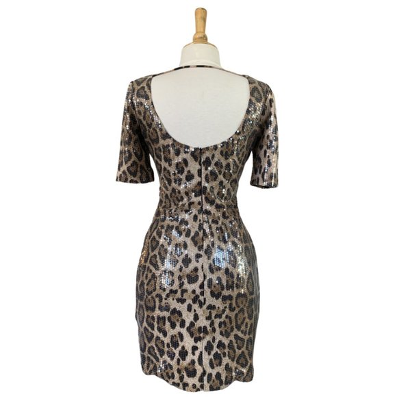 En Creme Leopard Print Sequin Body-Con Dress - Picture 3 of 3